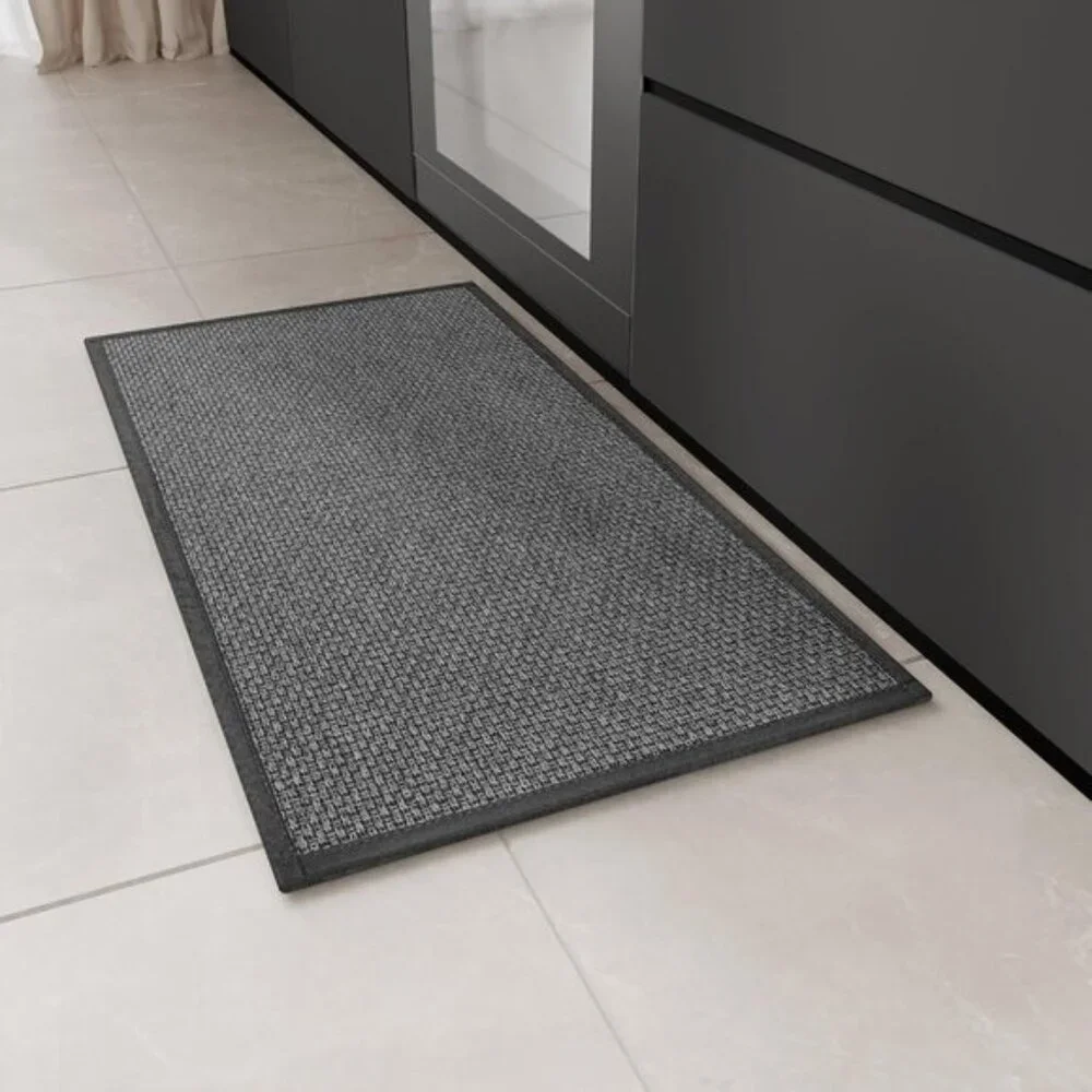 New 30x17.3In Black Kitchen Rug Washable Non-Slip Absorbent Mat for Home & Entry